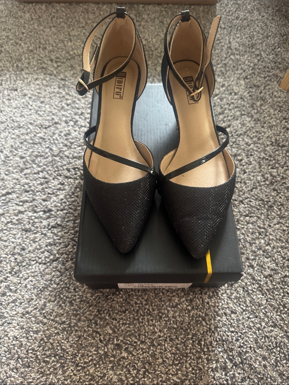 Black Sparkle Kitten Heel